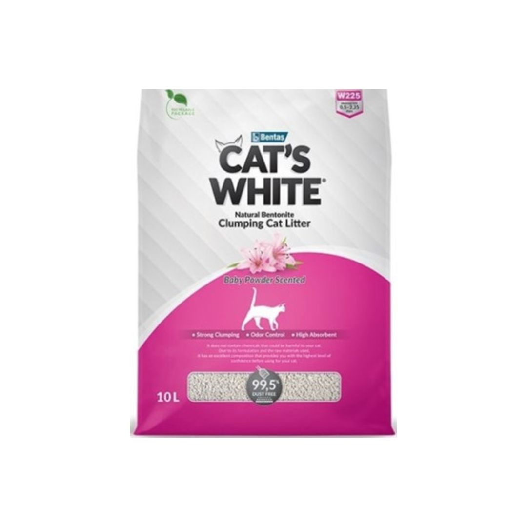 Bentaş Cat's White Natural Bentonite Clumping Cat Litter - Baby Powder